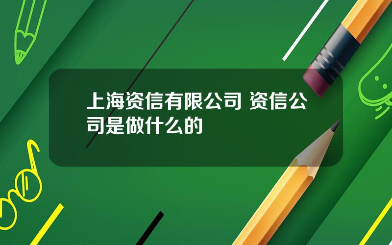 上海资信有限公司 资信公司是做什么的